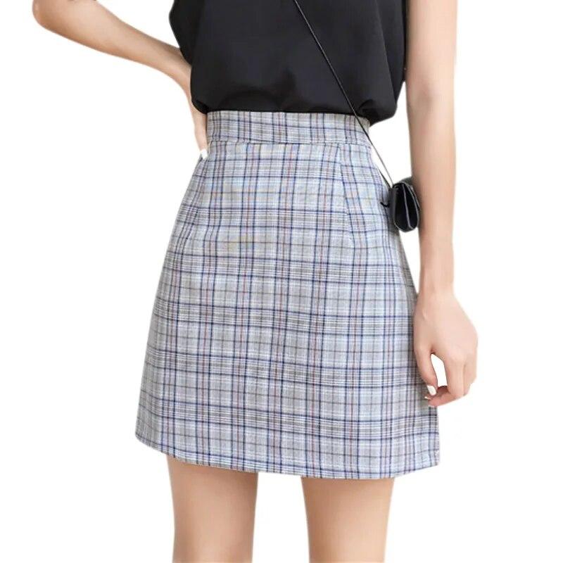 

Женская летняя винтажная юбка трапециевидной формы с высокой талией и клетчатым принтом, повседневное платье макси L