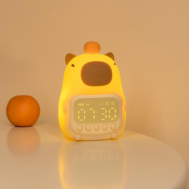 

Capybara светодиодный ночник силиконовый перезаряжаемый цифровой будильник с регулируемой яркостью настольная лампа таймер USB зарядка детский подарок на день рождения