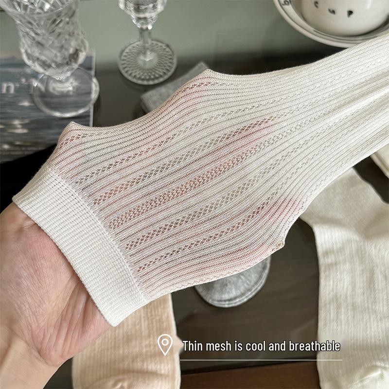 Cute Summer Ballet-Style Mesh Cotton Socks for Women - Breathable & Thin