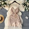 Feather Dress Ins Open Back Sling Tassel Sequins