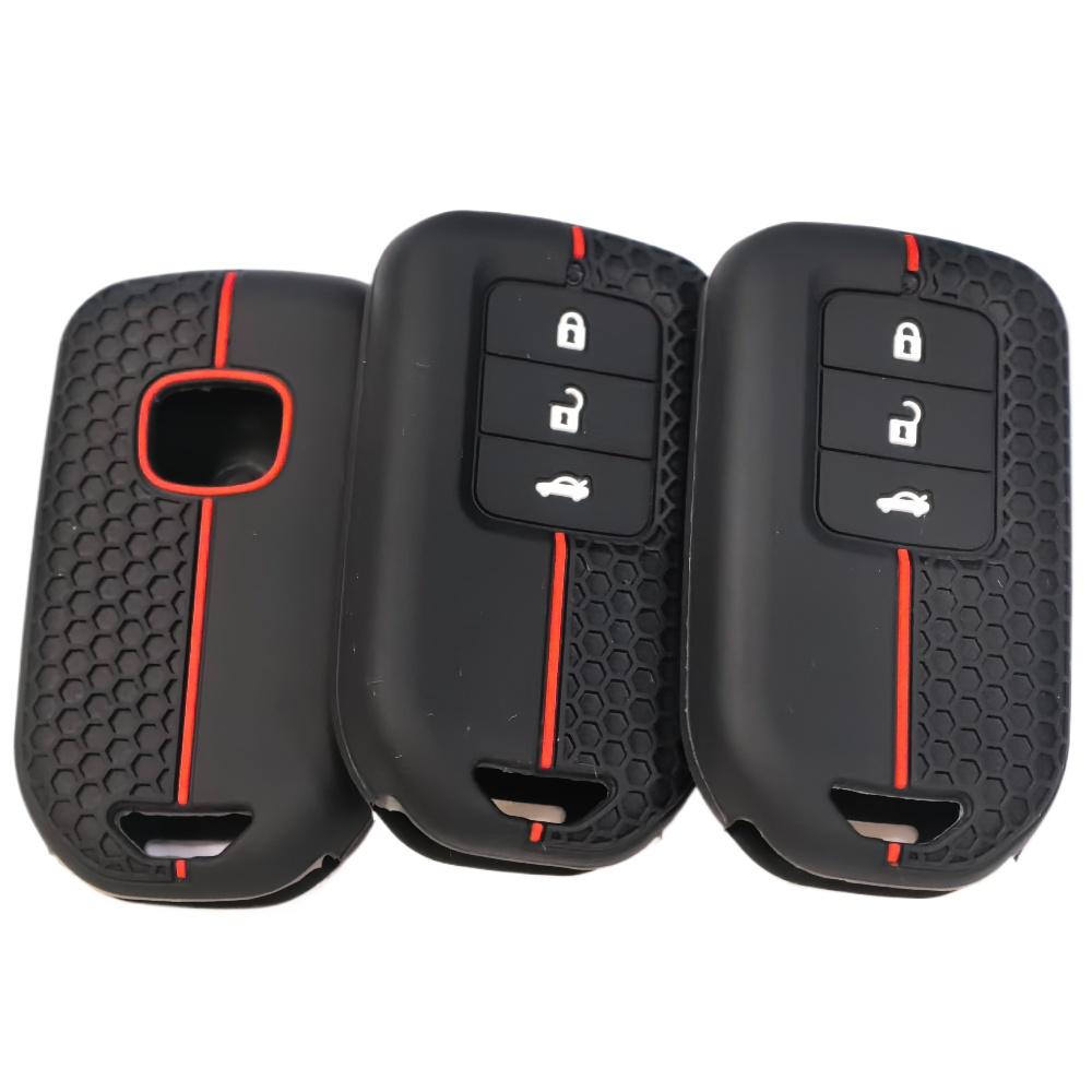 Silicone Remote Car Key Case For Honda Fit Gp5 Shuttle Gp8 Jade Vezel City Civic Jazz Brv 3 Buttons Key Cover Car Accessories