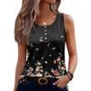 Women Sleeveless Tank Top U Neck Button Front Casual Floral Print Summer Blouse Lightweight Breathable Fabric