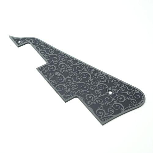 SCORELAY PICKS Clear Pickguard for Les Paul [Arabesque Engraving] Gray, Transparent