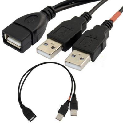 USB A Splitter USB2.0 2 Stecker auf Buchse Y-Splitter USB-Verlängerungskabel zum Laden von zwei Geräten und zur Datenübertragung