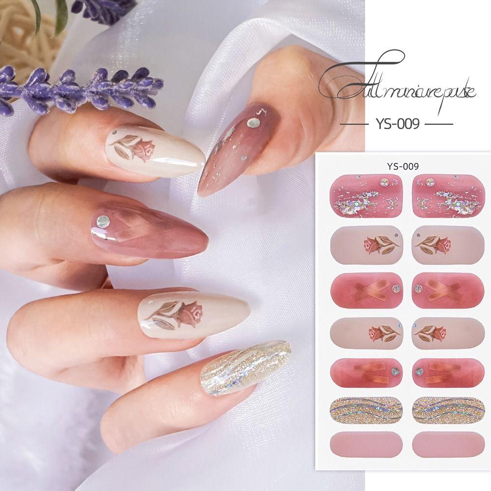French Nail Art Semi Cured Gel Nail Stickers Glittering Nail Art Stickers  DIY NAil Art Making