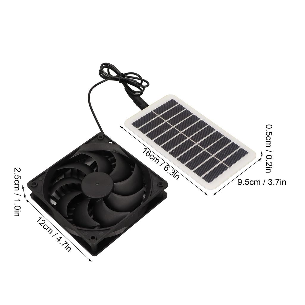 Solar Panel Fan Energy Saving Portable Easy To Use Solar Power Panel Exhaust Fan for Pet Houses for Greenhouse