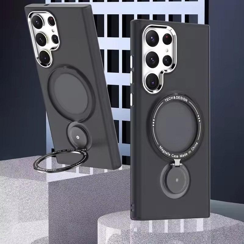 

Магнитный держатель для телефона Samsung S24 S23 S25 Ultra Plus 5G MagSafe Wireless Charge противоударный кронштейн подставка чехол Samsung S25 Ultra чёрный