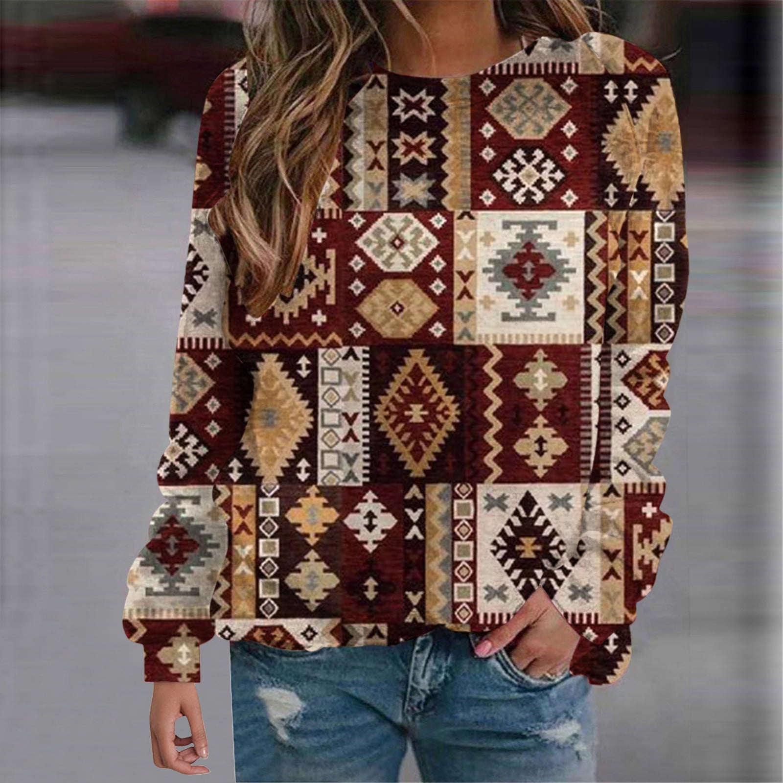 

Свитшоты в стиле вестерн-ацтек, этнические толстовки с геометрическим 3D-принтом, женские толстовки с капюшоном в стиле ретро, объемные пуловеры, топы Harajuku, женская одежда 6XL