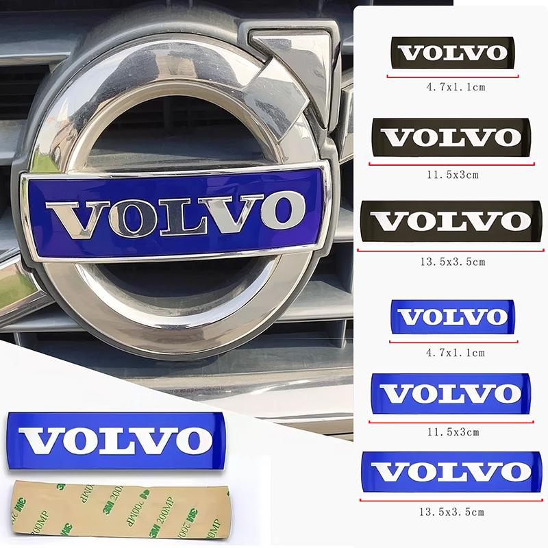 Car front grille logo/blue and black letter badge/steering wheel sticker for Volvo V50 S60L XC60 S40 XC90 V60 S80 V90 V70 V6 T6