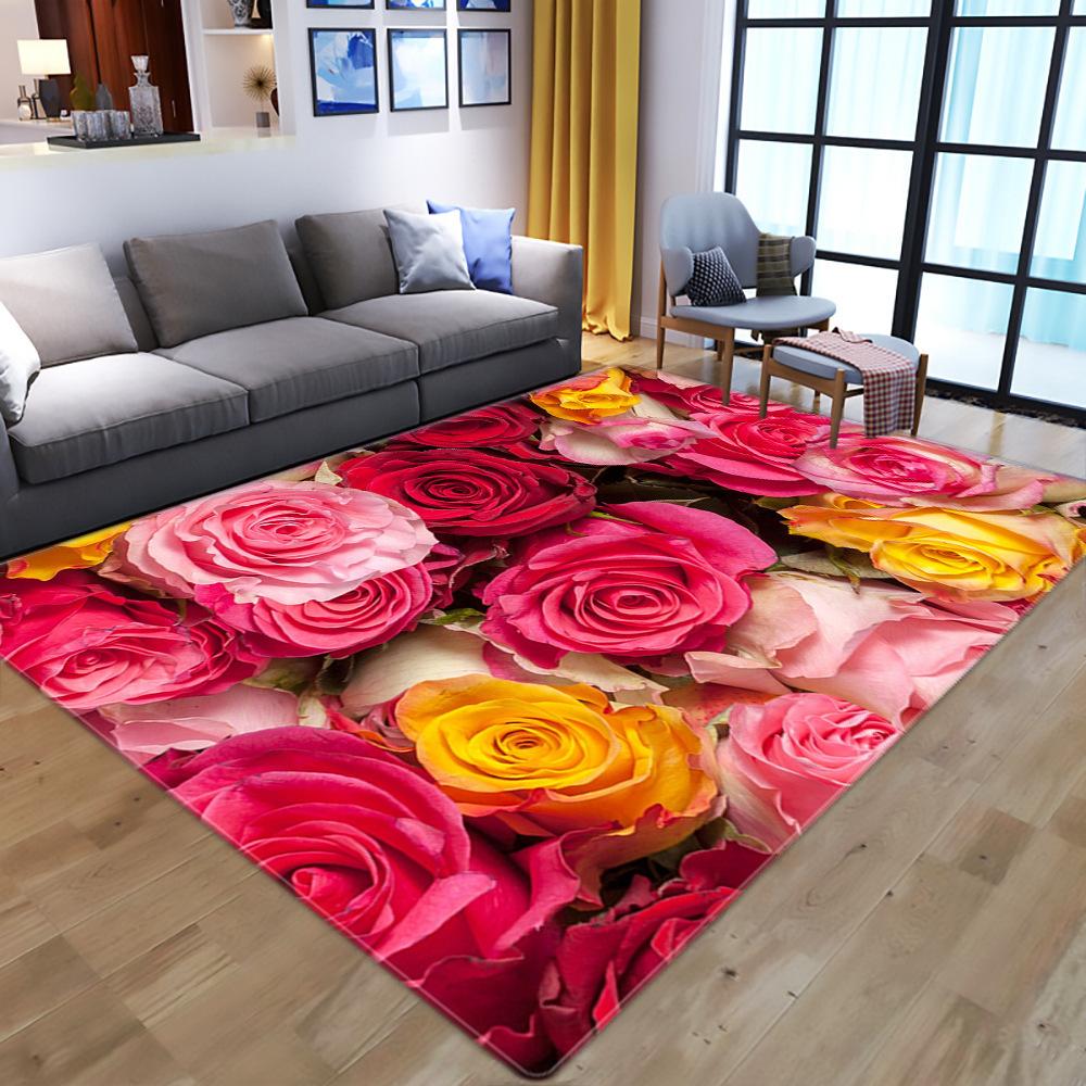 Cartoon Home Floor Mat Living Room Bedroom Carpet Rose Carpet Floor Mat