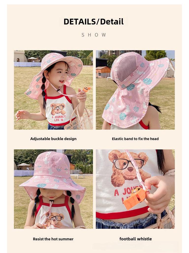 Dziecięcy kapelusz przeciwsłoneczny na lato: Ochrona UV, Uroczy design z szerokim rondem dla dziewczynek i chłopców
