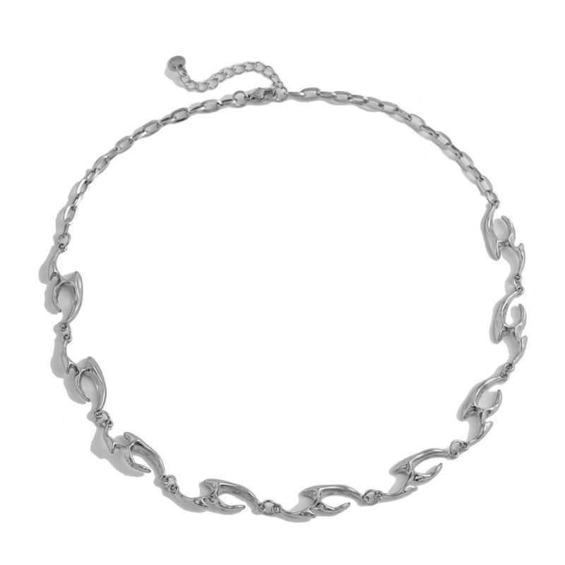 Irregular Wavy Chain Necklace Adjustable Length Neckchain Unisex Choker Ornament Trendy Accessory for Fashion Lovers