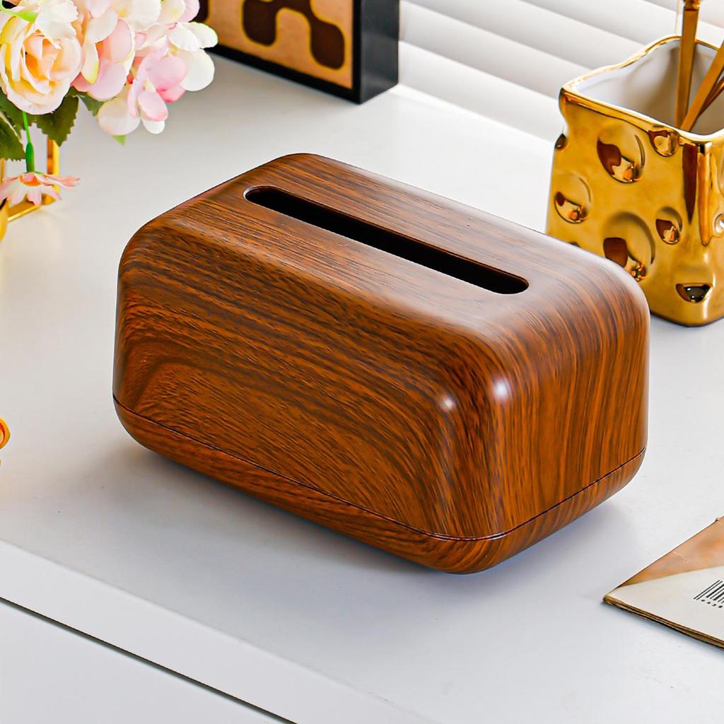 Walnut Color Plastic Tissue Box for Office and Living Room