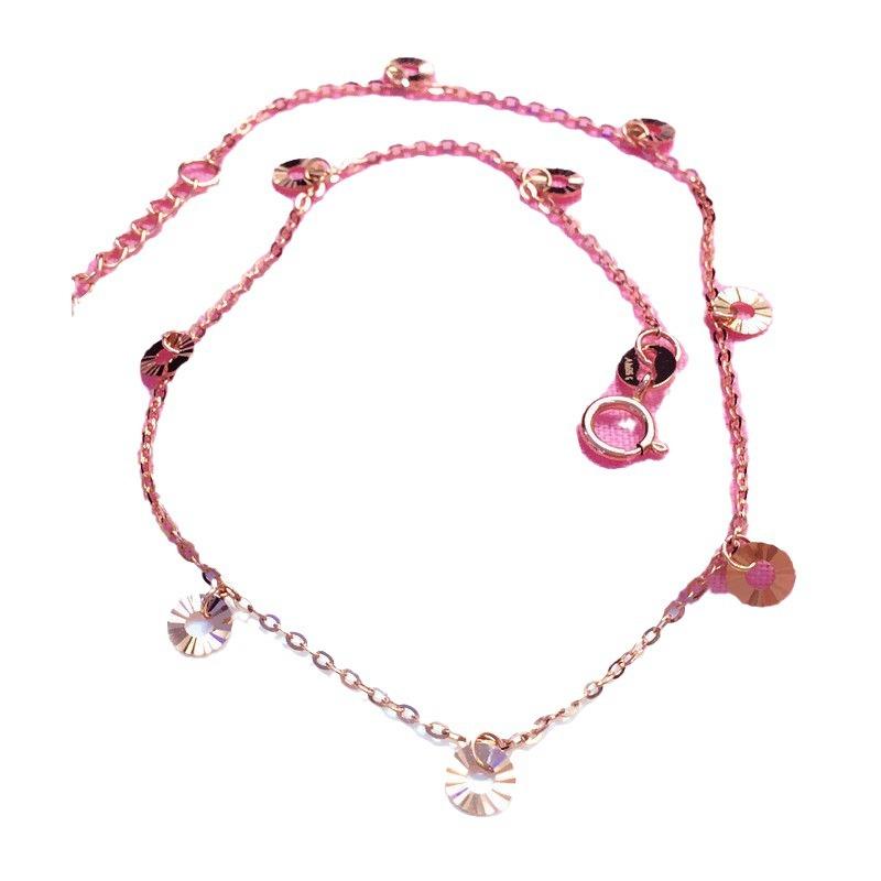 Purple Gold Flake Fringed Anklet Exquisite Delicate Rose Gold-Plated Car Flower Disc Anklet Jewelry