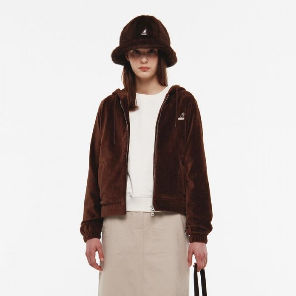 KANGOL Женская вельветовая худи оверсайз на молнии 5144 Коричневая LA