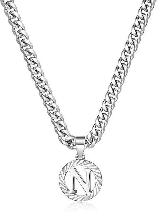 Unisex European & American Silver Letter Clavicle and Cuban Chain - Perfect Holiday Gift
