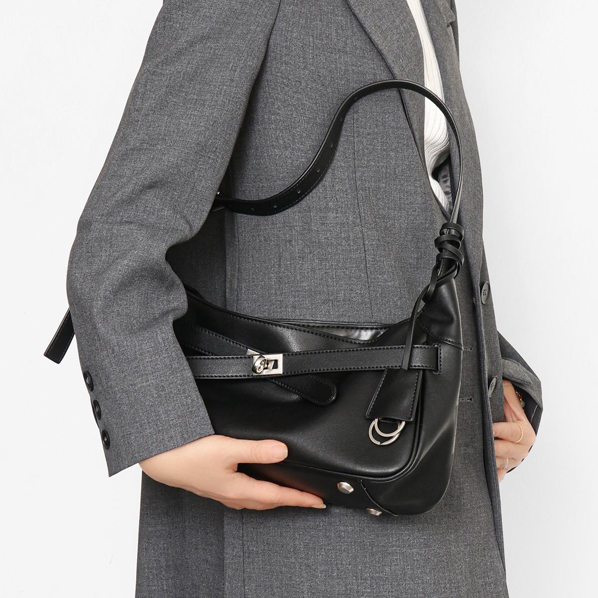 

New niche design underarm bag large capacity tote bag cowhide shoulder crossbody commuter pocket bag чорний
