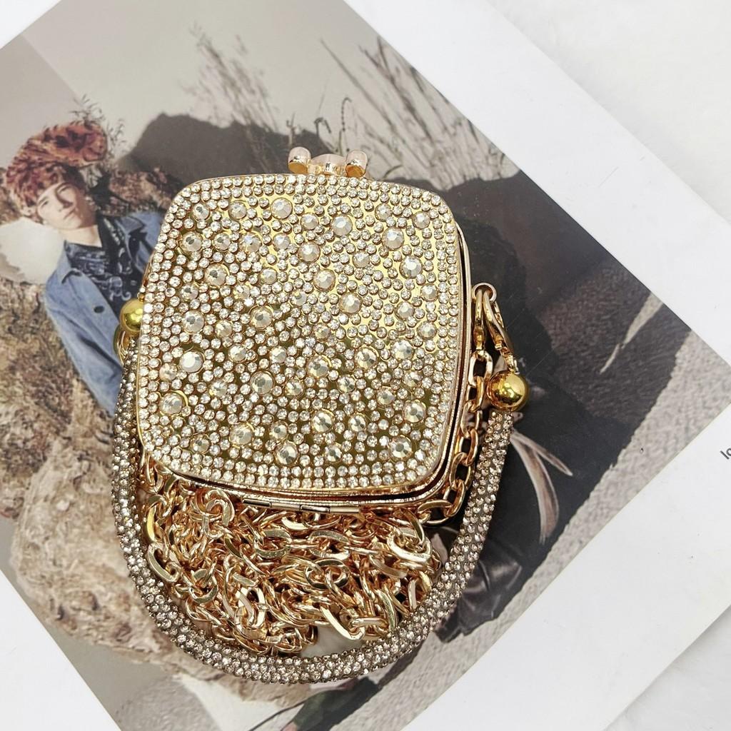 Acrylic Mini Square Bag With Glitter Sequins And Shoulder Strap For Daily Use