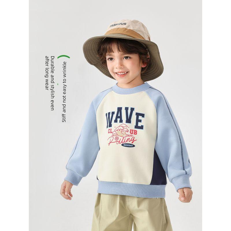 Boys' European-Style Color-Blocked Crewneck Sweatshirt, Spring and Autumn 2026 New Children's Clothing, Baby Inner Wear, Trendy Kids' Top