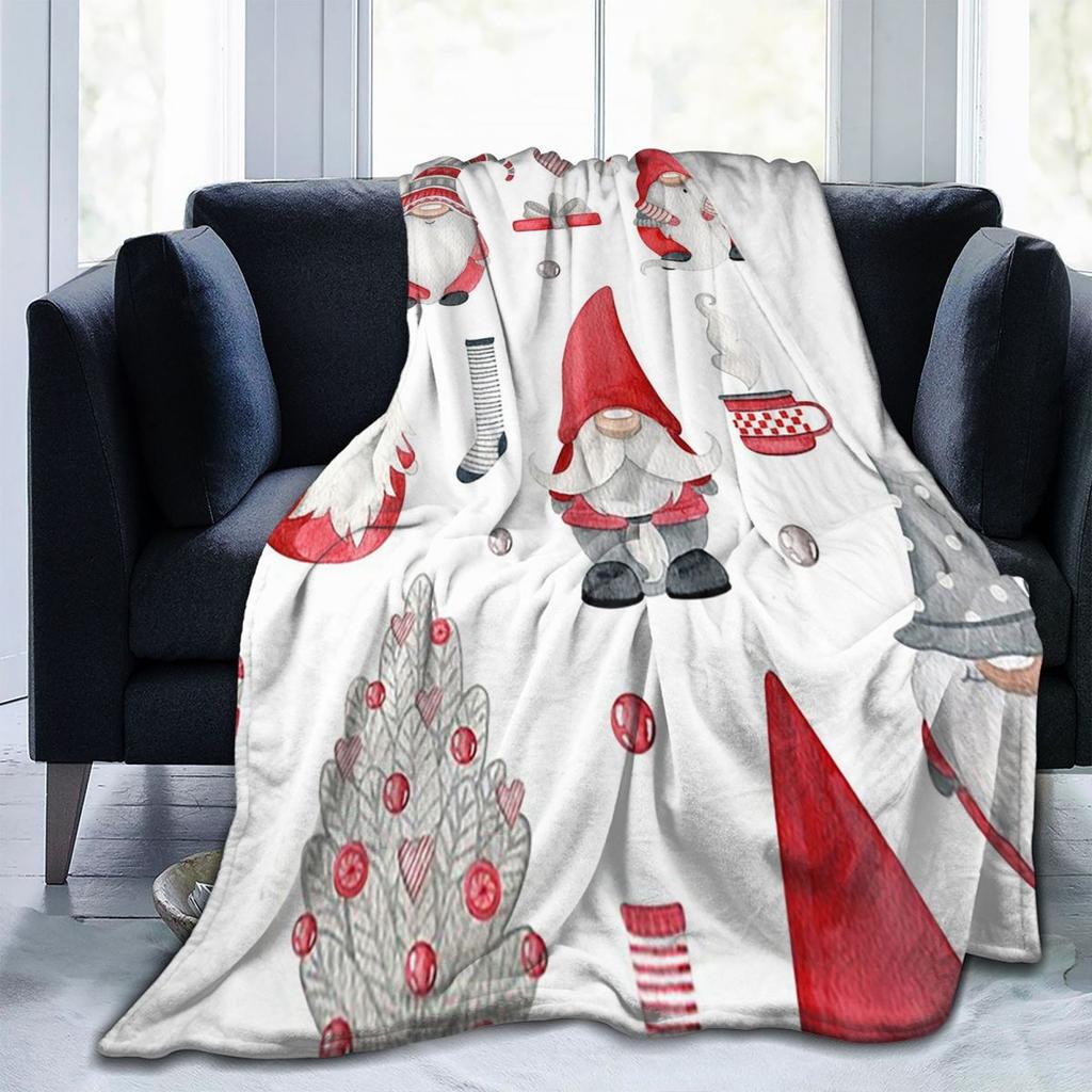 Christmas Gnome Blanket Fleece Sofa Throw Blanket Lightweight Throw Blankets for Home Bedroom Office Throws Bedspread Quilt