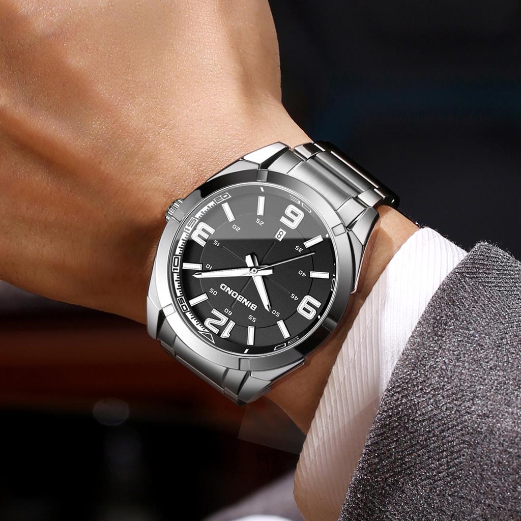 BINBOND Durable Stainless Steel Men's Watch Precise Quartz Watches For Men Luxury Luminous Waterproof Auto Date Reloj Free Ship