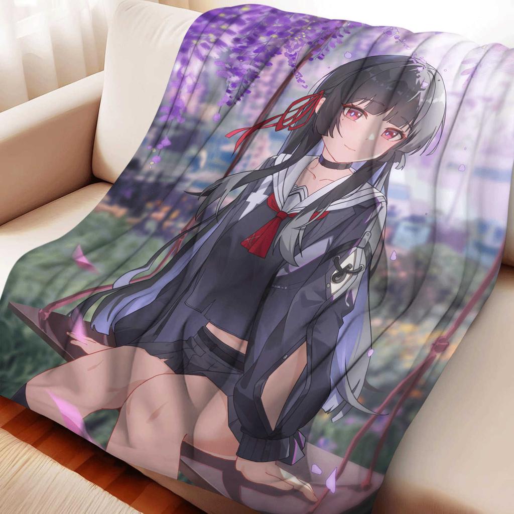 Cartoon Wuthering Waves Chizuru Flannel Blanket Cover Soft Anime Blanket Multifunctional Decor Home Universal Blankets
