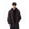 Herren Retro Zweiteilige Leder Fliegerjacke - Cleanfit Scheunenstil Locker Arbeitskleidung