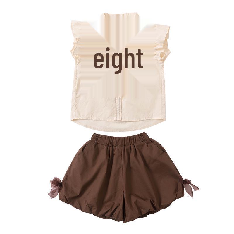 Summer 2025 Girls' Bow Blouse & Shorts Set - Fashionable Baby Girl Casual Outfit