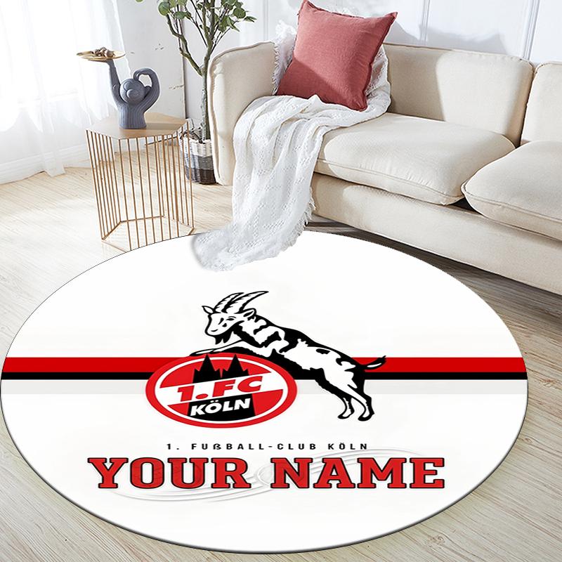 Tapis Rond Personnalisé avec Nom, Motif FC Cologne, Tapis pour Salon, Chambre à Coucher, Salle de Jeux, Tapis de Sol Antidérapant, Cadeaux de Fête et Cadeaux d'Anniversaire.