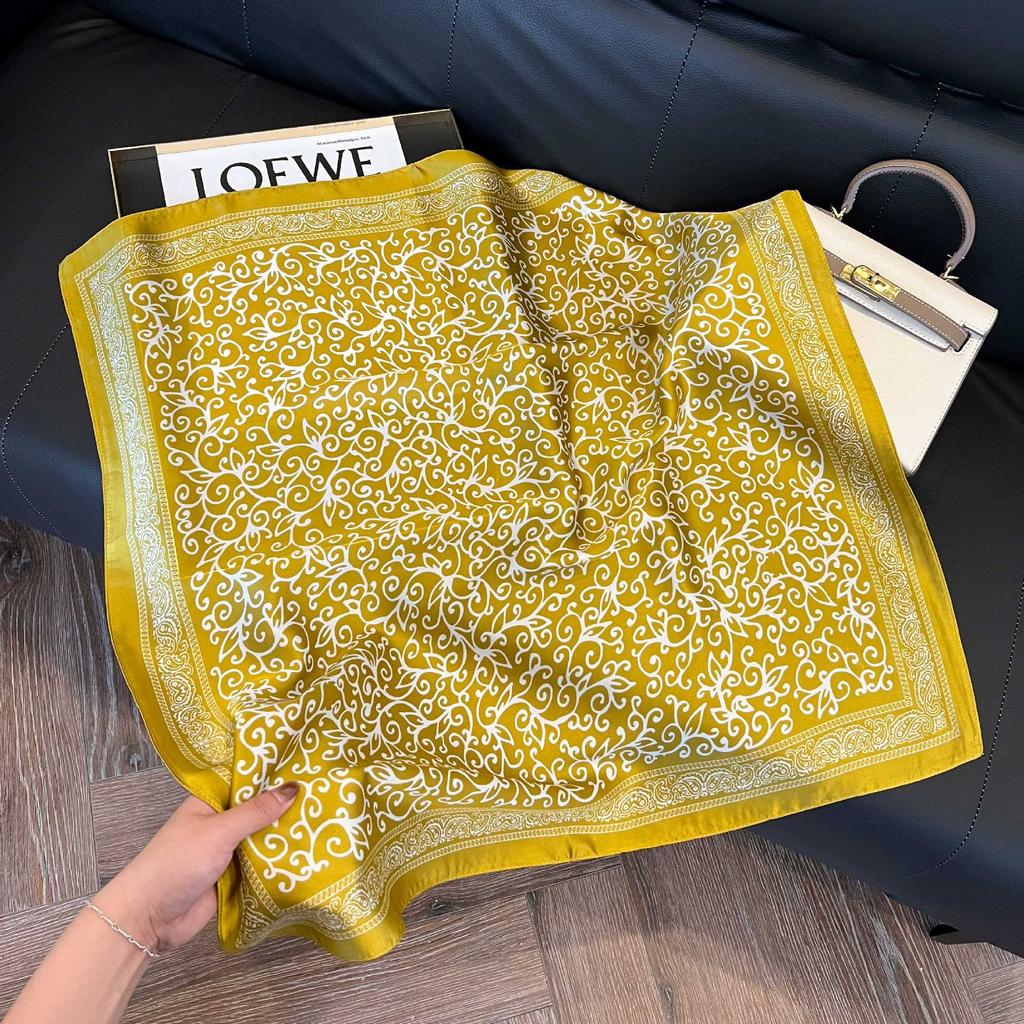 Luxury Paisley Square Scarf Women Print Satin Neckerchief Spring Hair Band Foulard Bandana Echarpe Tie Shawl Wraps