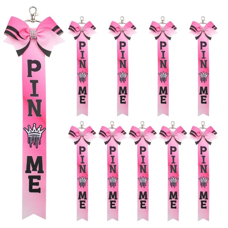 

Pack Of 10 Sparkling Rhinestones Bowknot Keychains Cheerleader Accessories Sports Ornaments for Bags Backpacks Gifts