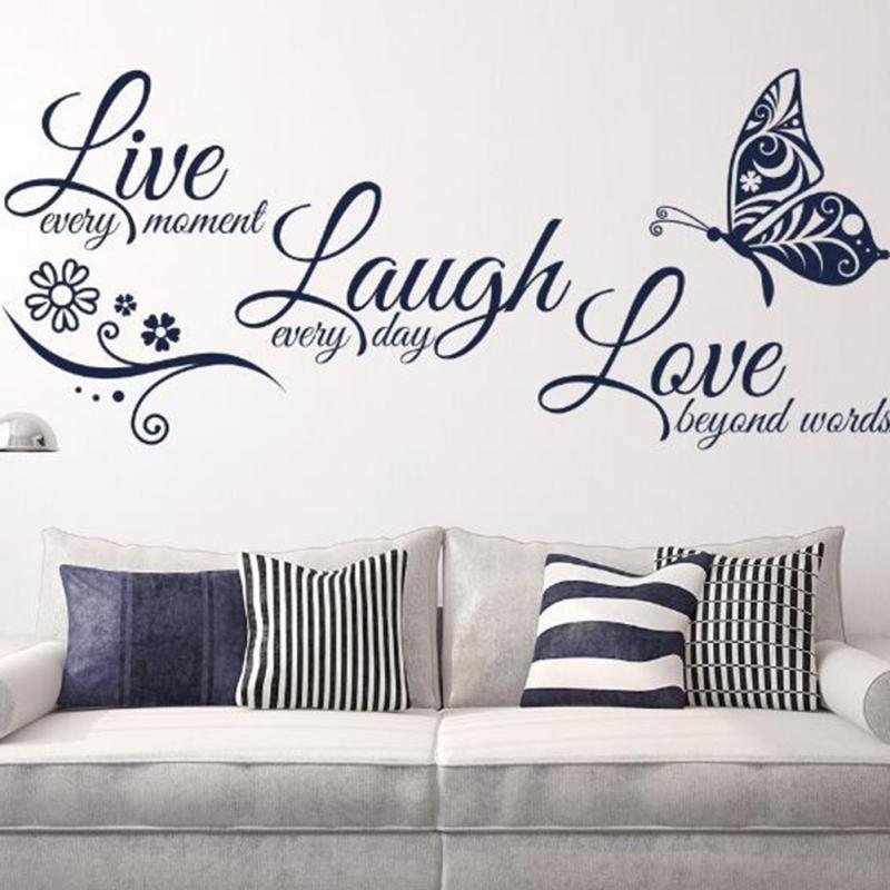 Pvc English Words Letters Wall  Stickers Creative Butterfly Decal Watercolor Removable For Living