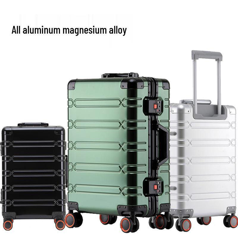 24-inch Aluminum Magnesium Alloy Trolley Luggage with Men's & Women's Combination Lock - Scratch & Wear-resistant Carry-on