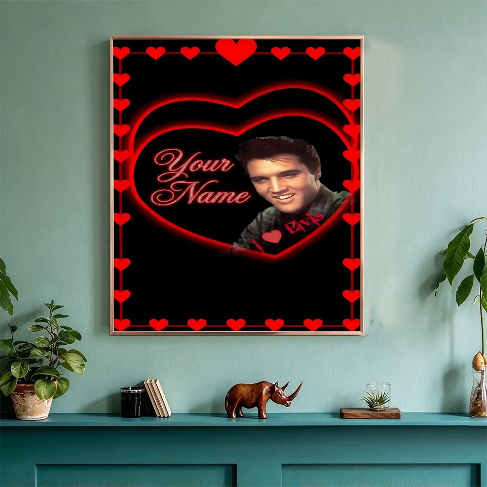 Elvis Presley Customize Text Diamond Painting Round Diamond Mosaic Suitable For Beginners Diamond Painting Rhinestones Gift Frameless