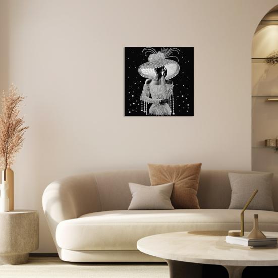 Zestaw do malowania perłami DIY dla dorosłych początkujących Eleganckie wzory dam Perłowy zestaw rzemieślniczy Sztuczne perły Wstępnie zadrukowane płótno Rama w zestawie do dekoracji domu