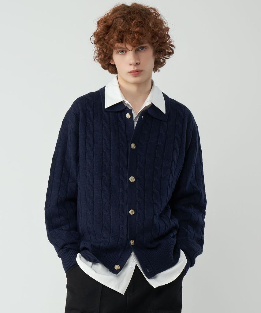 Untapped Studio Oversized Cable Collar Knit Cardigan 3 Colors