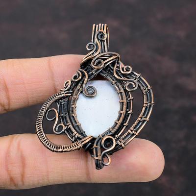 Perlmutt Kupfer Anhänger Drahtumwickelter Anhänger Handgefertigter Anhänger Edelsteinschmuck Kupferdraht Umwickelter Schmuck Geschenk für Ihn Designer Anhänger
