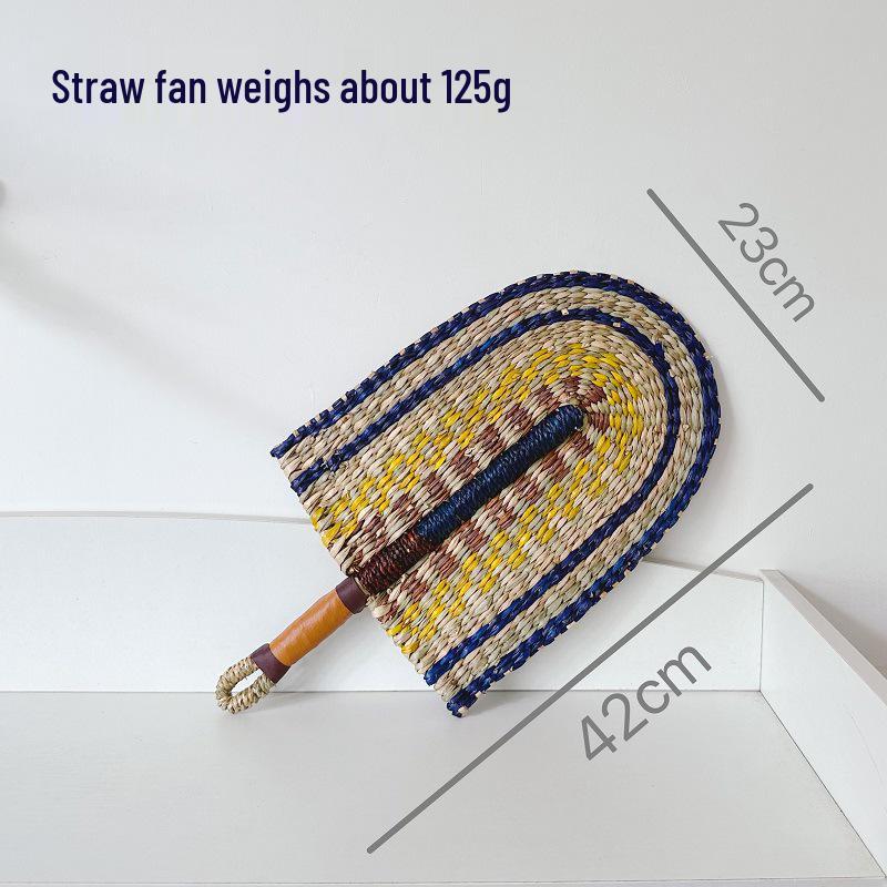 Vietnamese Seaweed Straw Fan: African-Style Wall Decor & Handheld Palm Leaf Fan