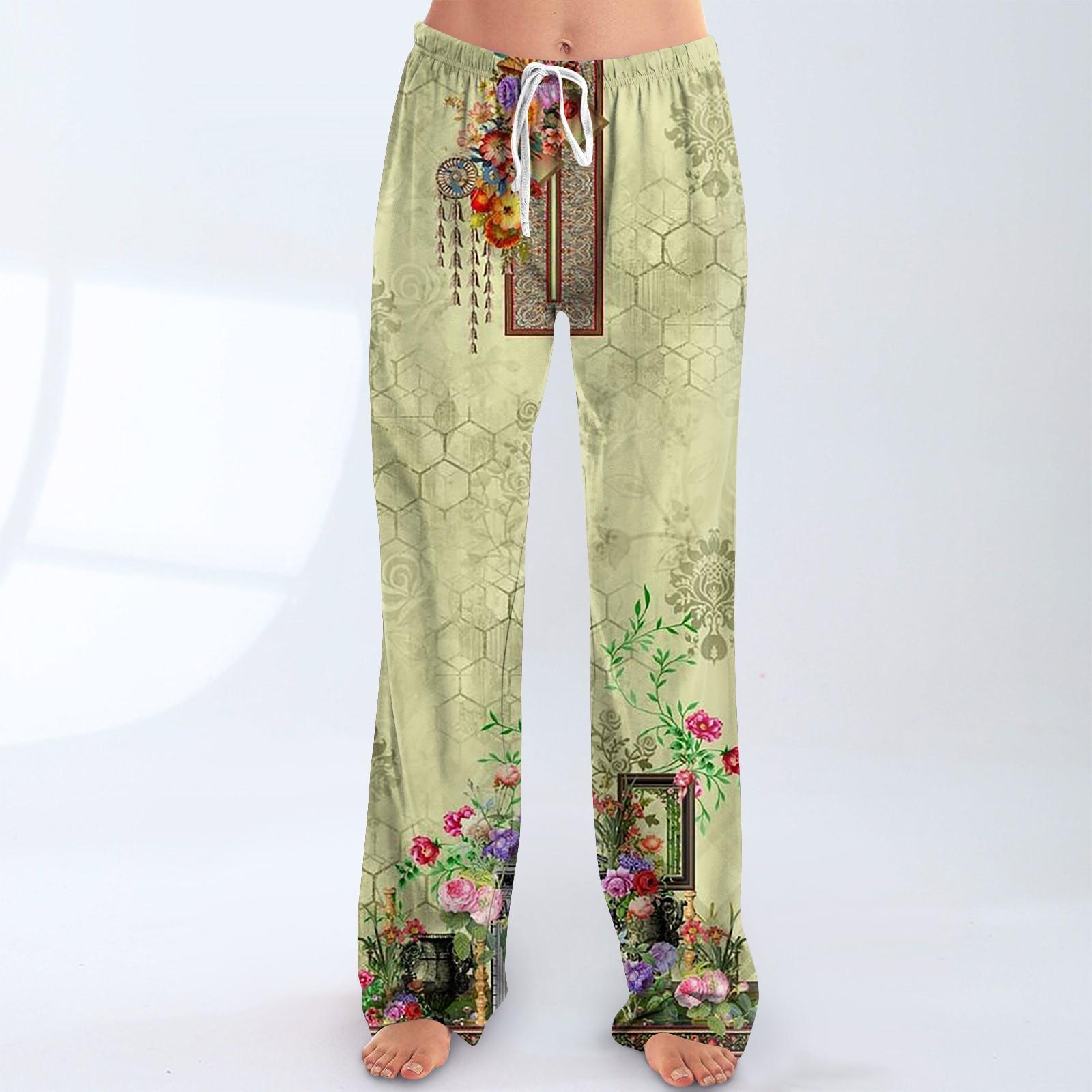 

Женские пижамные штаны, одежда для сна, повседневные брюки с эластичной резинкой на талии, удобные прямые свободные брюки для йоги XL жёлтый