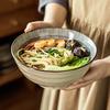 Japanische Keramik Nudelschüssel Haushaltsgeschirr Schüssel Suppenschüssel Restaurant Ramen Schüssel Kreative Linienschüssel Runde Große Schüssel Geschirr