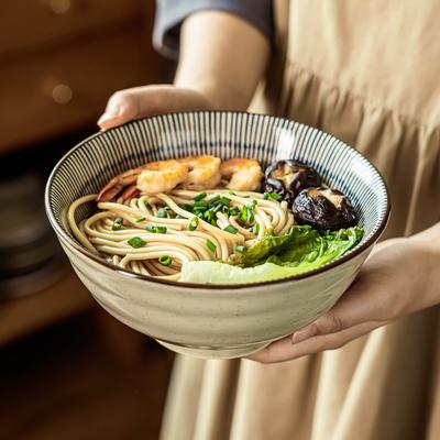 Japonská keramická miska na nudle Domácí miska na jídlo Polévková miska Restaurace Ramenová miska Kreativní miska s linkami Kulatá velká miska Nádobí