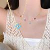 PONYKISS  Sterling Silver Colorful Zircon Clover Flower Pendant Chain Necklaces for Women Fine  Cute Plant Accessories