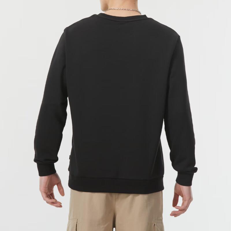 Puma Solid Color Running Training Casual Crew Neck Long Sleeve Sweatshirt Men Sweatshirt Black 683375-01