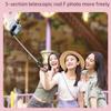 Bluetooth Selfie Stick with Integrated Beauty Fill Light, Remote Control, and Live Streaming Desktop Tripod