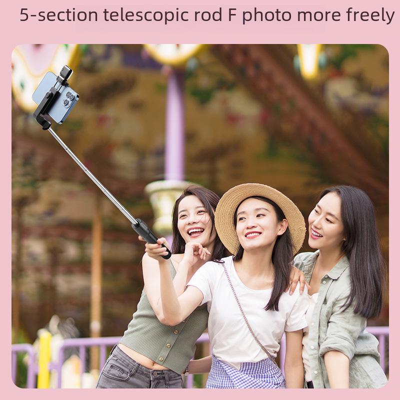 Bluetooth Selfie Stick with Integrated Beauty Fill Light, Remote Control, and Live Streaming Desktop Tripod
