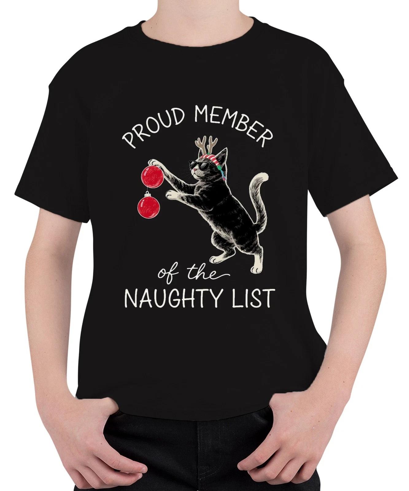 Proud Member of the Naughty List weihnachtskatze katzenliebhaber Unisex Kinder T XXXL
