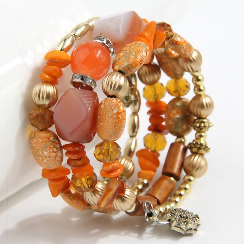 Set di 1 braccialetti con charm perline Bohemia per donna, braccialetti a catena con perline in lega vintage fatti a mano, braccialetti da donna Boho per feste