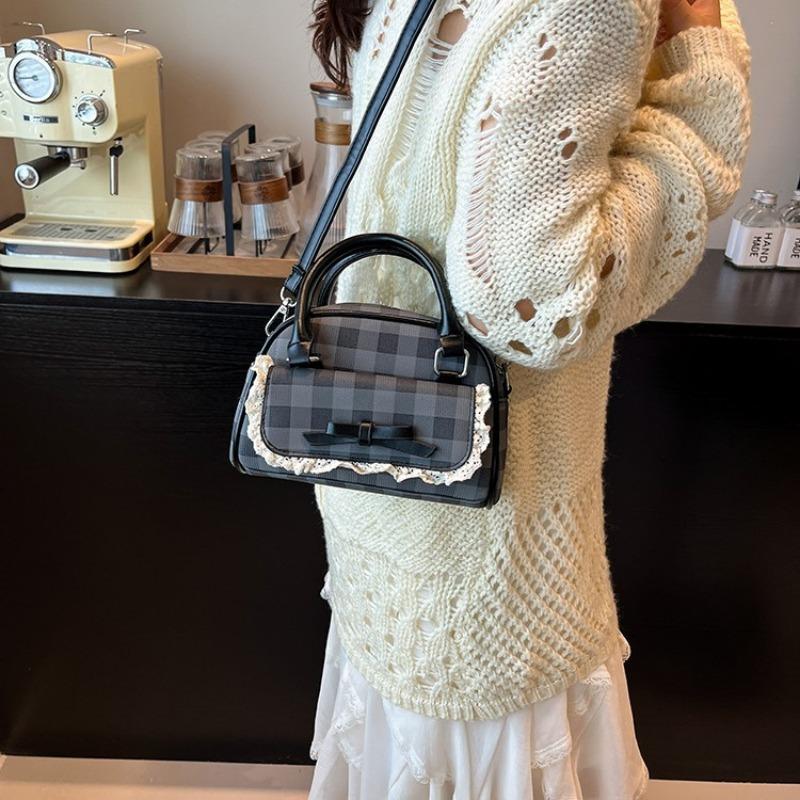 Premium Bag Women's Summer New Fashion Plaid Messenger Bag Premium Bowling Bag