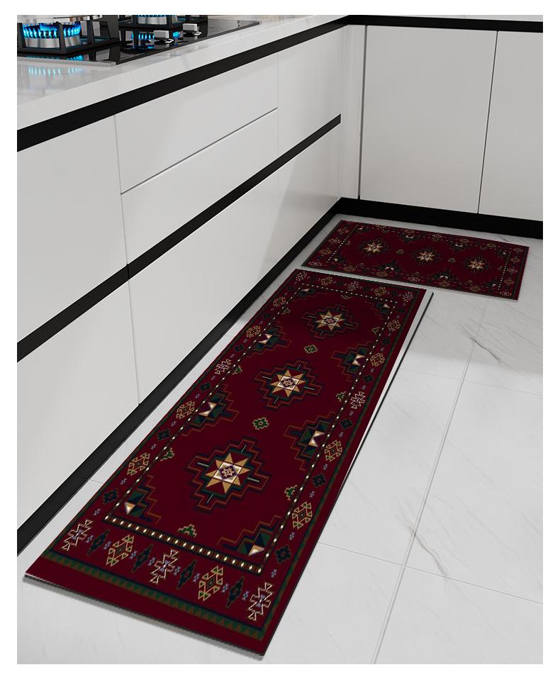 Luxury Retro Bohemian Ethnic Style Kitchen Mat Soft Thickened Kitchen Floor Mat Waterproof Non-slip Oil-proof Floor Mat Runner Rug