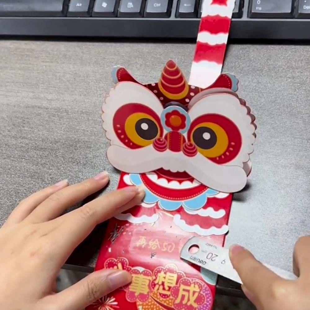 6pcs Hongbao Scratch Card Money Bag Traditional Lucky Money Packet Red Pocket  Lunar New Year Gifts